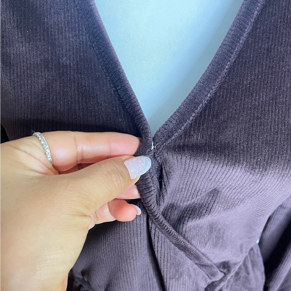 Madewell Corduroy Tie-Front Faux-Wrap Top. - Picture 9 of 14